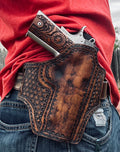 Handmade Leather 1911 Holster (Kimber, Colt, Springfield) – Tooled Leather view 12
