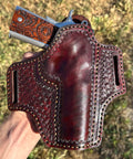 Handmade Leather 1911 Holster (Kimber, Colt, Springfield) – Tooled Leather view 2