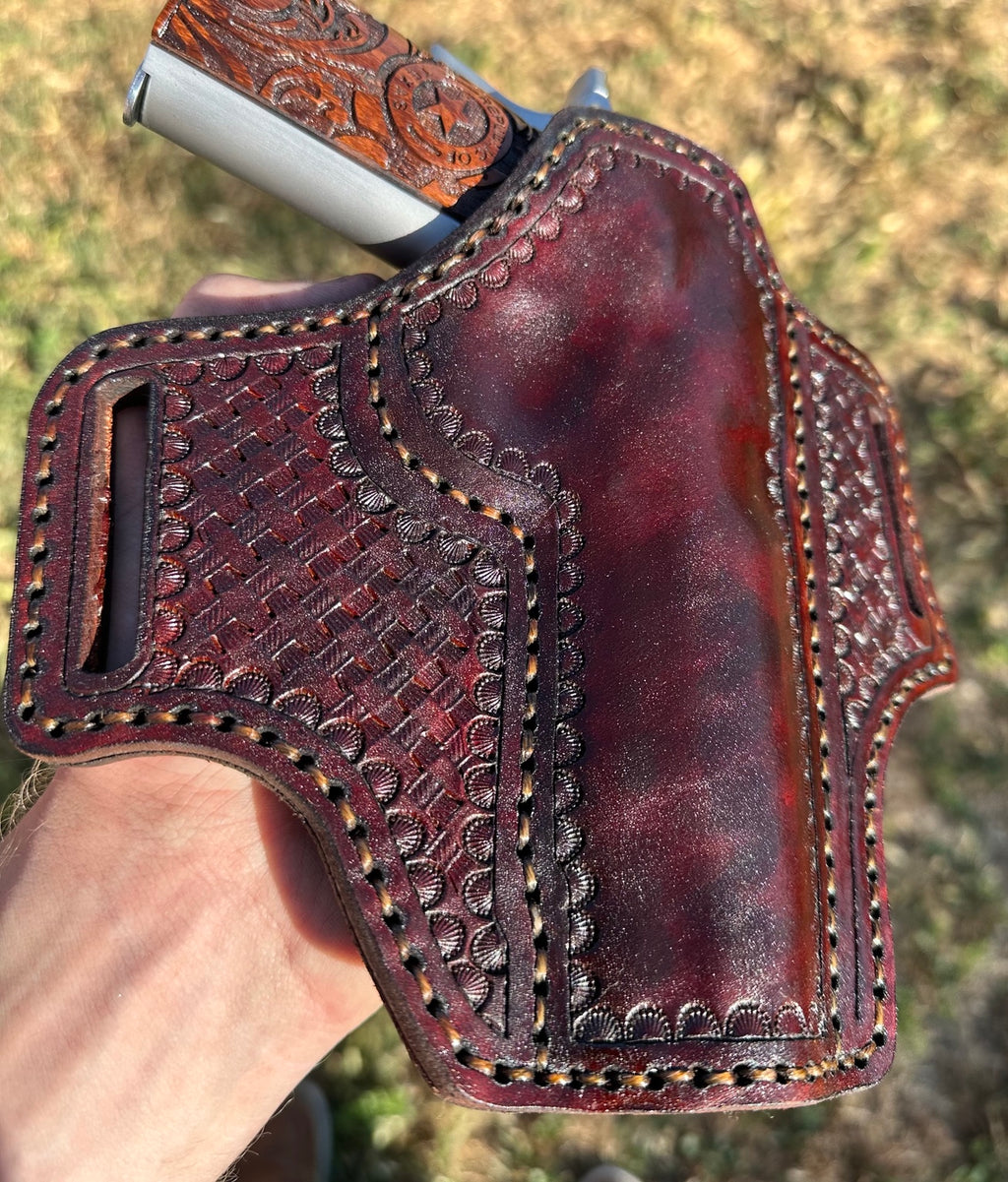 Handmade Leather 1911 Holster (Kimber, Colt, Springfield) – Tooled Leather