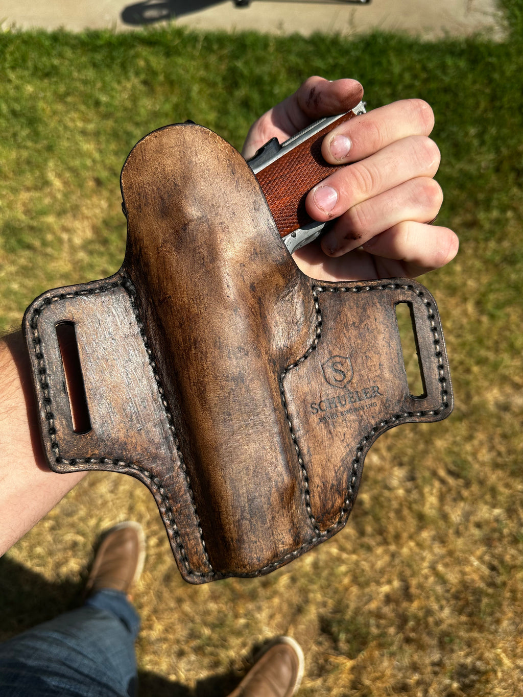 Handmade Leather 1911 Holster (Kimber, Colt, Springfield) – Tooled Leather