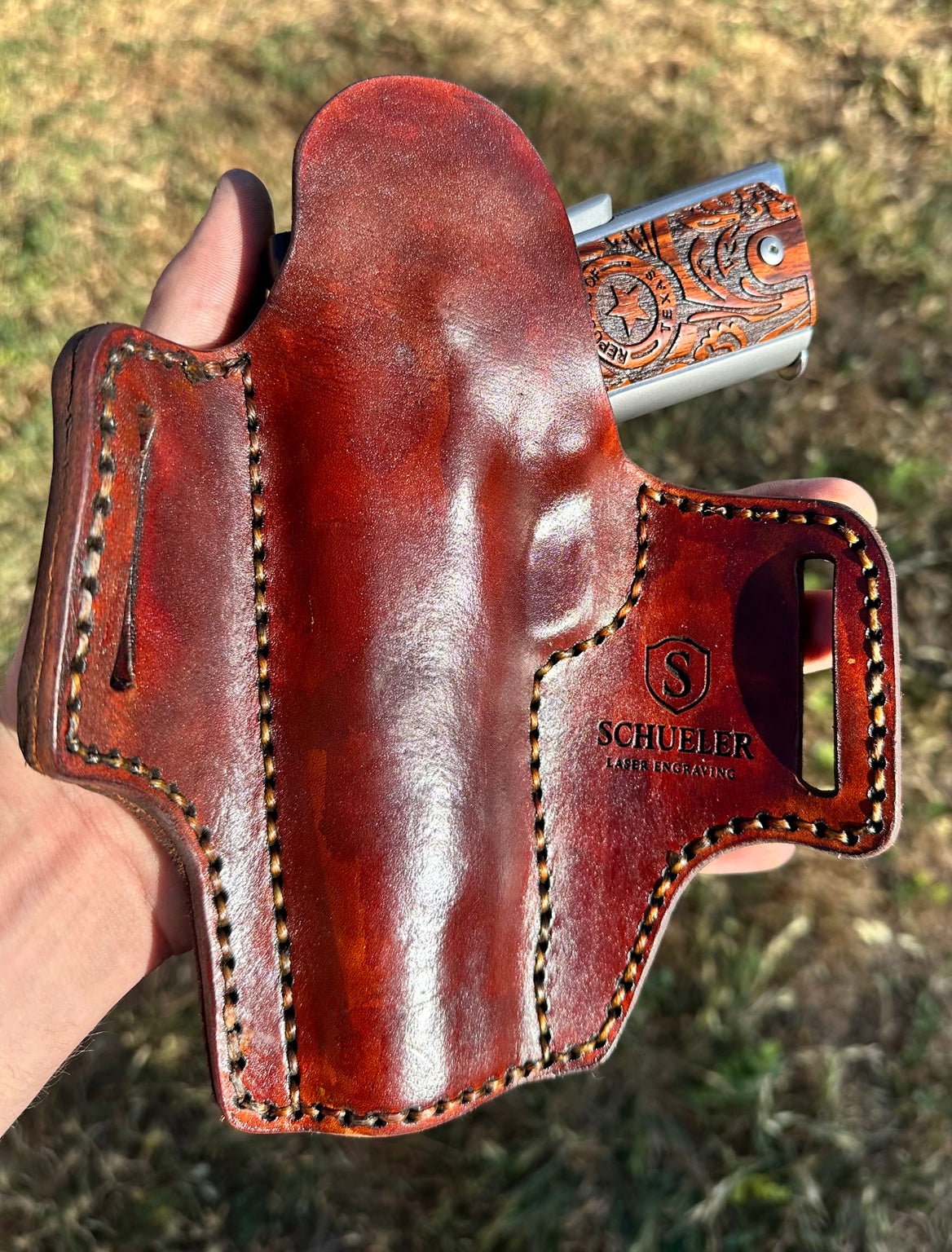 Handmade Leather 1911 Holster (Kimber, Colt, Springfield) – Tooled Leather